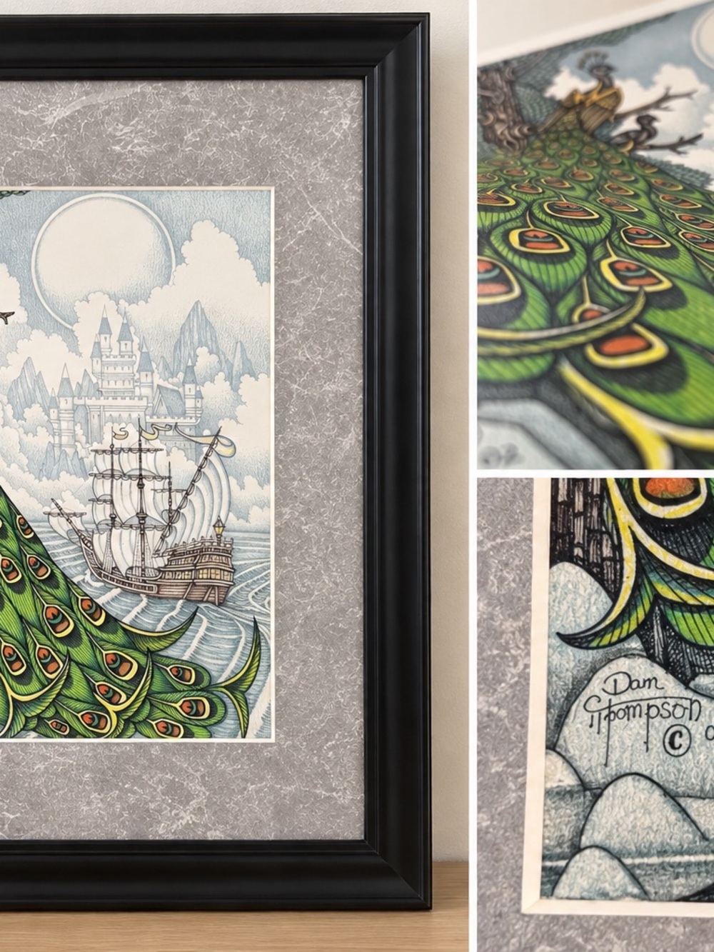 Thompson Green and Gold Peacock Art Print